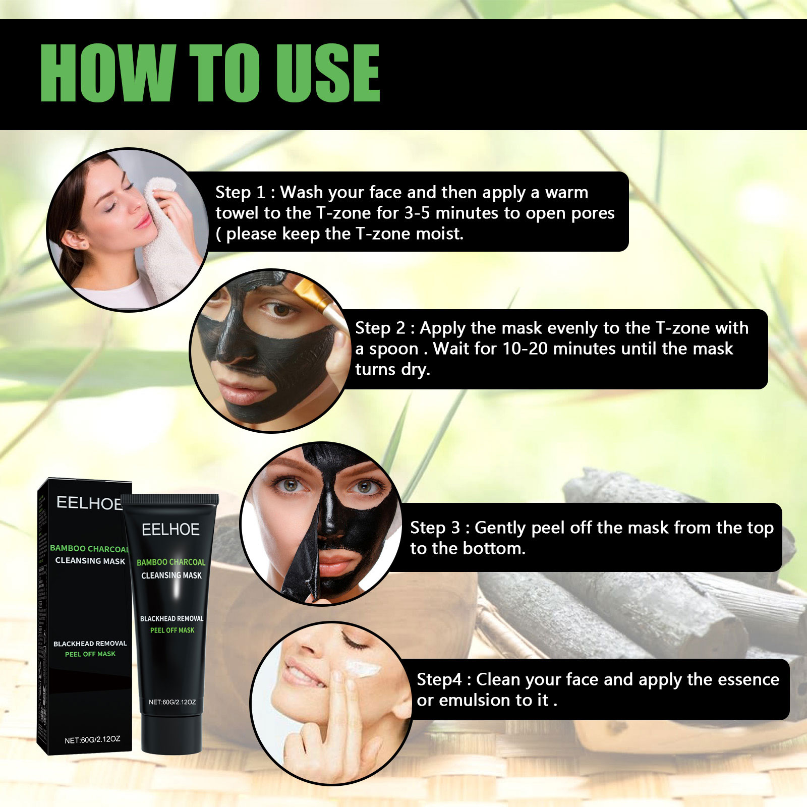 Bamboo Charcoal Tear-off Mask  - Mud Mask Kaolin のレビューと価格