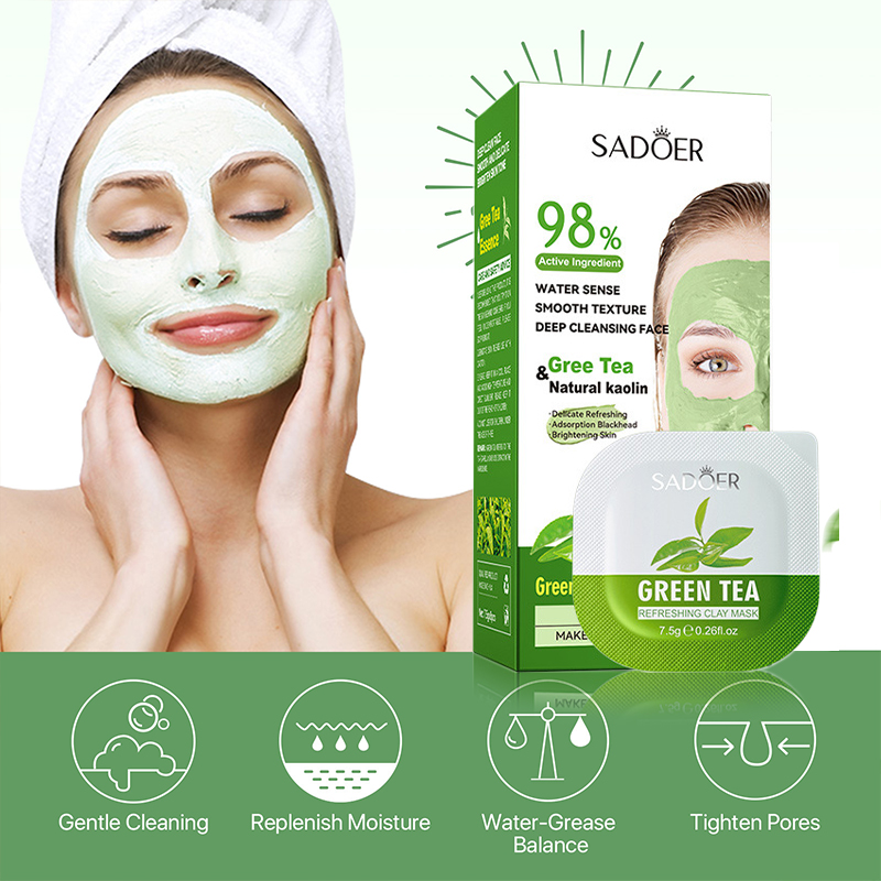 8pcs Green Tea Cleaning Mud Ma - Mud Mask Kaolin のレビューと価格