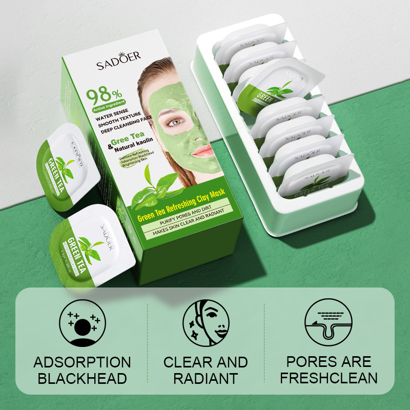 8pcs Green Tea Cleaning Mud Ma - Mud Mask Kaolin のレビューと価格